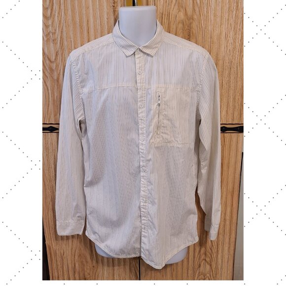 Calvin Klein Other - Calvin Klein Y2K Cream Striped Button-Up Shirt – Men’s Medium – 100% Cotton